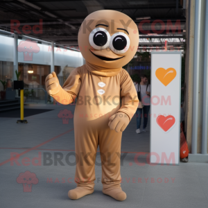 Tan Love Letter mascot costume character dressed with a Jumpsuit and Anklets