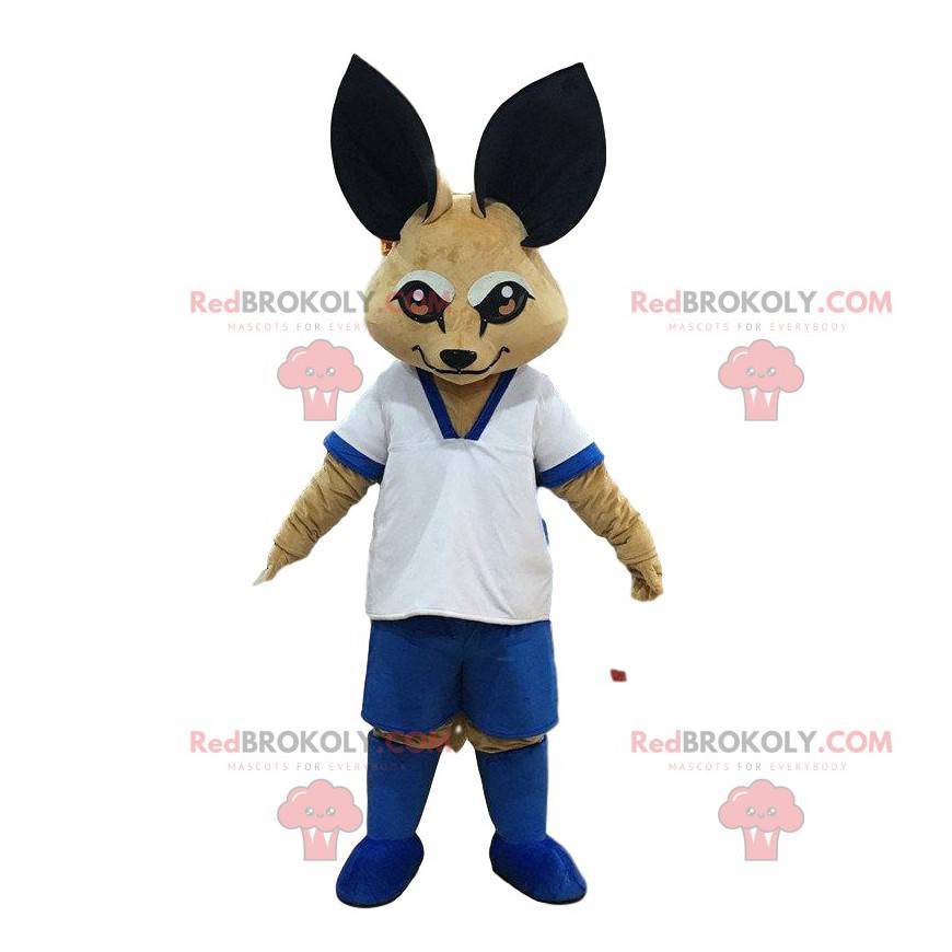 Mascotte de fennec, de renard des sables en tenue de sport -