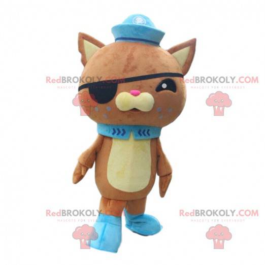 Brown cat mascot in pirate outfit, plush cat - Redbrokoly.com