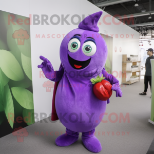 nan Eggplant mascot costume character dressed with a Romper and Clutch bags