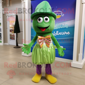 Olive Jambalaya mascot costume character dressed with a Swimwear and Bow ties