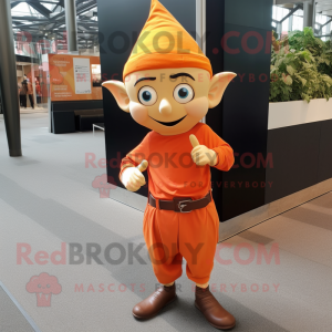 Orange Elf maskot kostym...