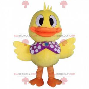 Very festive big yellow duck mascot, bird costume -