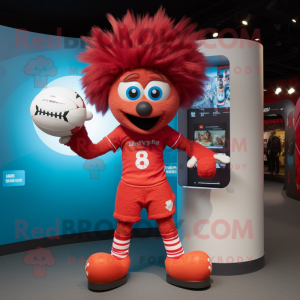 Rød Rugby Ball maskot drakt...