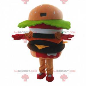 Mascote gigante de hambúrguer, fantasia de hambúrguer, fast