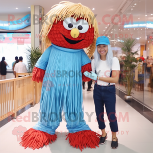 nan Spaghetti mascot costume character dressed with a Boyfriend Jeans and Bracelet watches