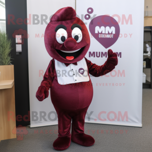 Maroon plomme maskot drakt...