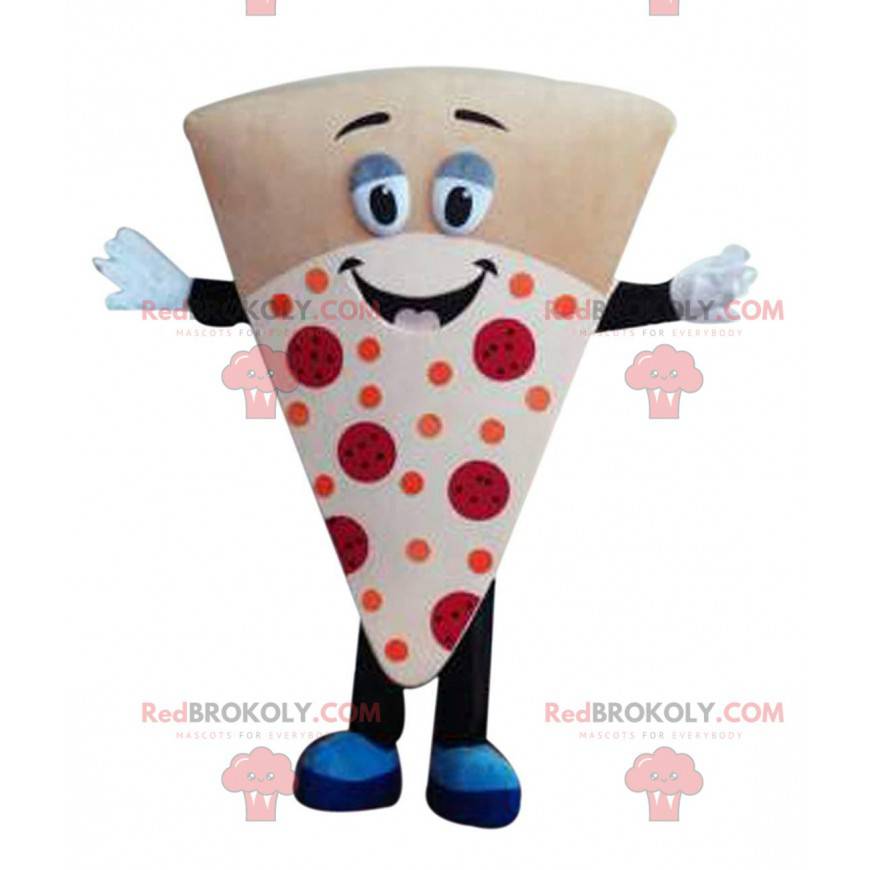 Mascote gigante de fatia de pizza, fantasia de pizzaria -
