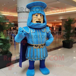 Blå romersk soldat maskot...