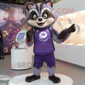 Purple Raccoon maskot drakt...