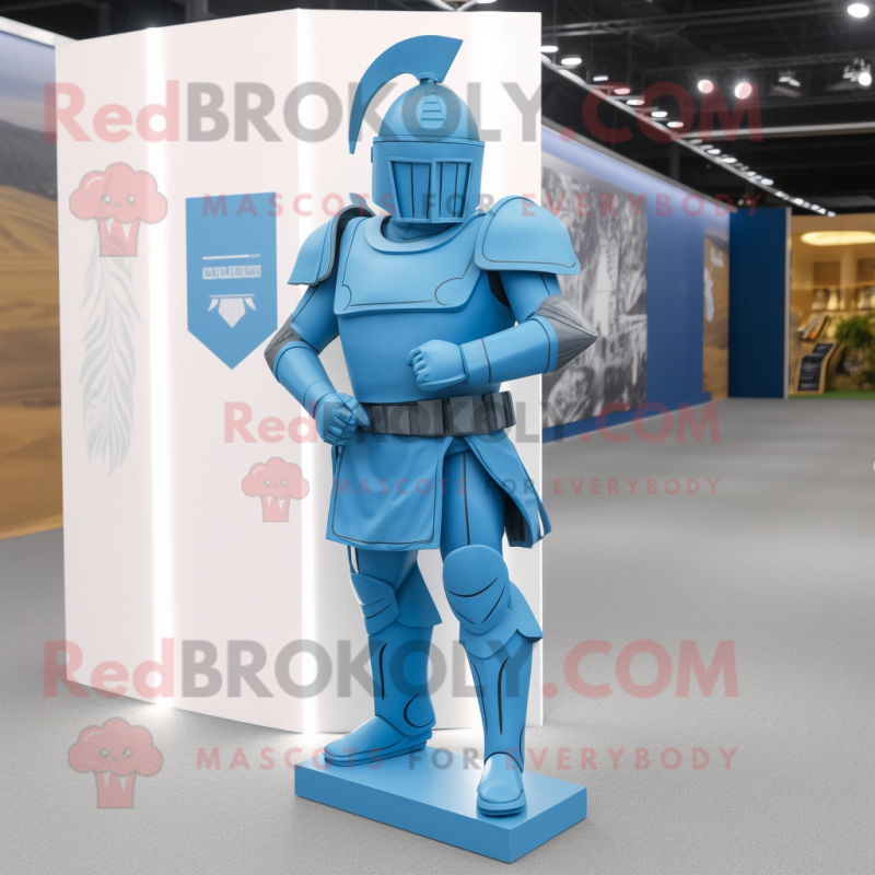 Cyan Spartan Soldier mascot costume character dressed with a Bootcut Jeans and Cummerbunds