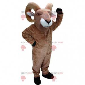 Geit mascotte, bruine ram met grote horens - Redbrokoly.com