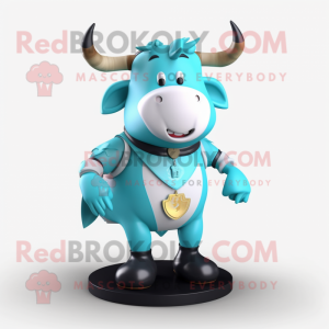 Cyan Bull mascotte kostuum...