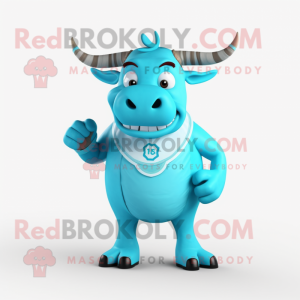 Cyan Bull mascotte kostuum...