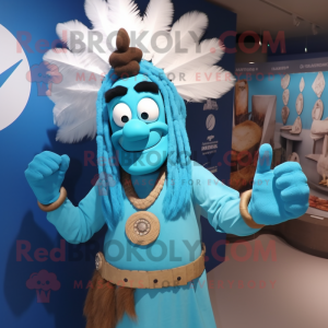 Cyan Chief mascotte kostuum...