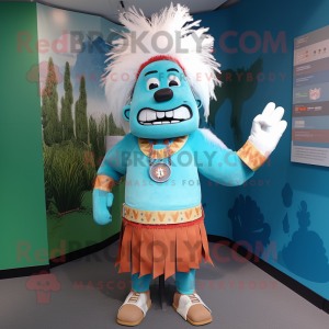 Cyan Chief mascotte kostuum...