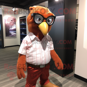 Rust Eagle mascot costume character dressed with a Dress Shirt and Eyeglasses