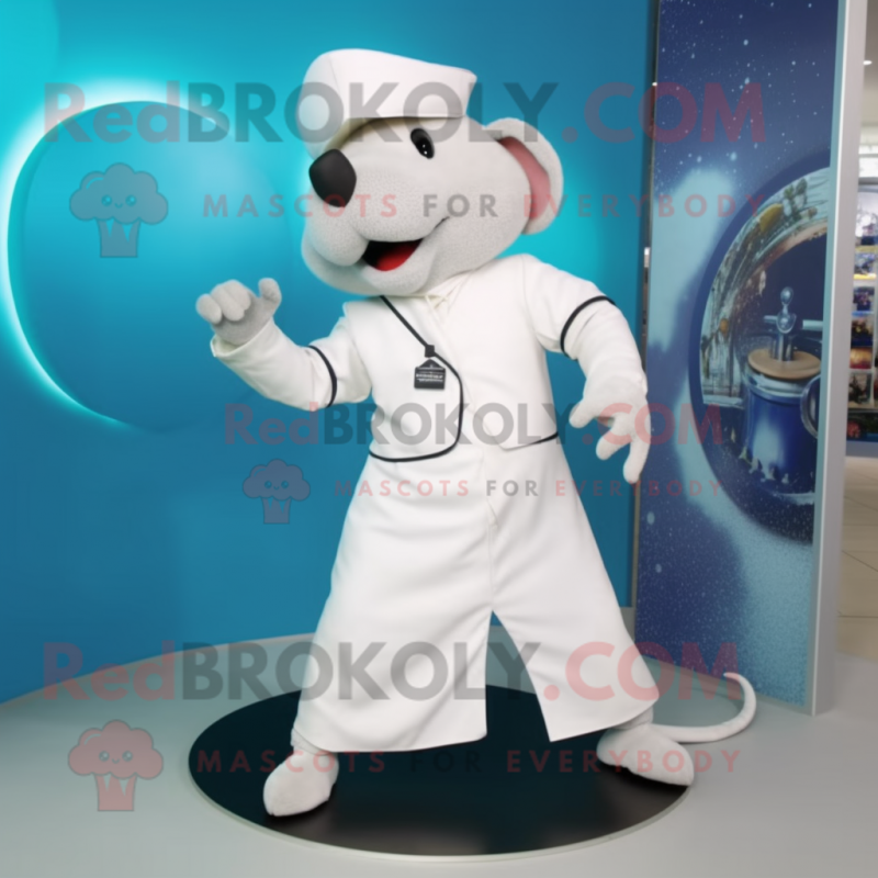 White Ray mascot costume character dressed with a Henley Shirt and Belts