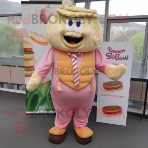 Peach Burgers mascot costume character dressed with a Waistcoat and Scarf clips