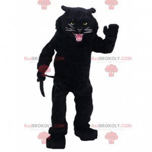 Brølende svart panter maskot, voldsom feline drakt -