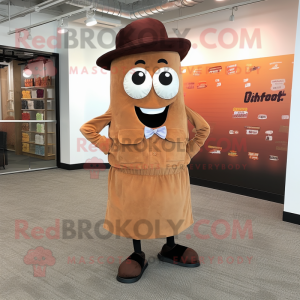 Rust Fried Rice mascot costume character dressed with a Dress Shirt and Shoe laces