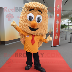 Rust Fried Rice mascot costume character dressed with a Dress Shirt and Shoe laces