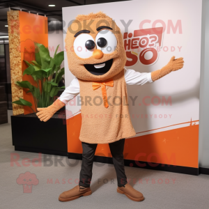 Rust Fried Rice mascot costume character dressed with a Dress Shirt and Shoe laces