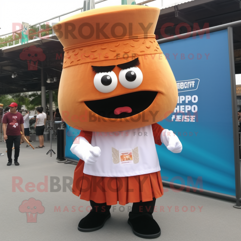 Rust Fried Rice mascot costume character dressed with a Dress Shirt and Shoe laces Rust Fried Rice mascot costume character dressed with a Dress Shirt and Shoe laces