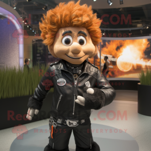 nan Shepard'S Pie mascot costume character dressed with a Moto Jacket and Necklaces