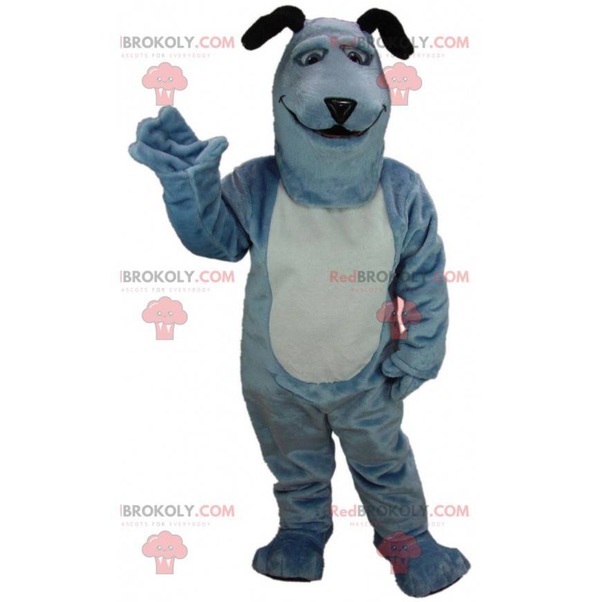 Blue and white dog mascot, plush doggie costume - Redbrokoly.com