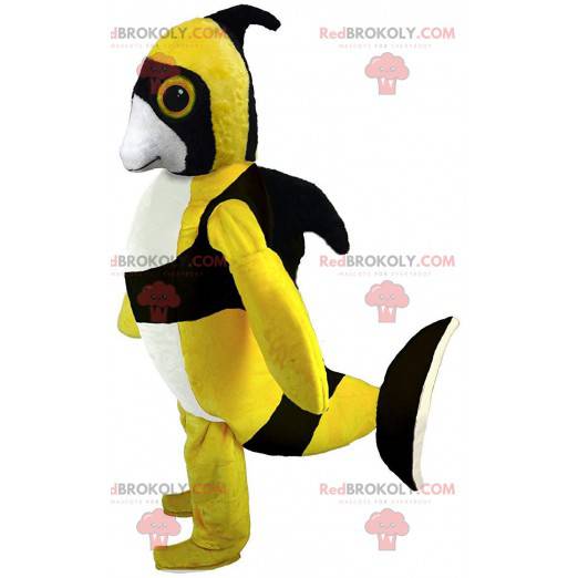 Mascotte pesce angelo giallo, costume da pesce tropicale -