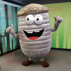 Gray Hamburger mascot costume character dressed with a Bikini and Wraps