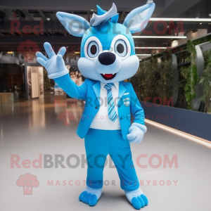 Sky Blue Deer maskot kostym...