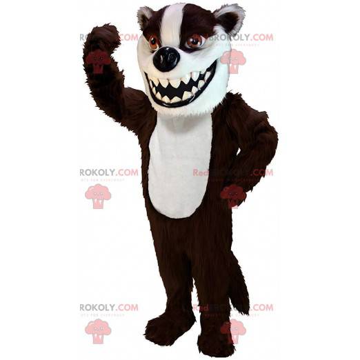 Brun og hvid grævling maskot, polecat kostume - Redbrokoly.com