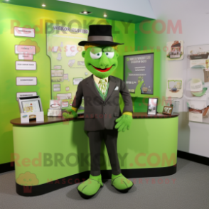 Lime Green Attorney mascot costume character dressed with a Dress Shirt and Ties