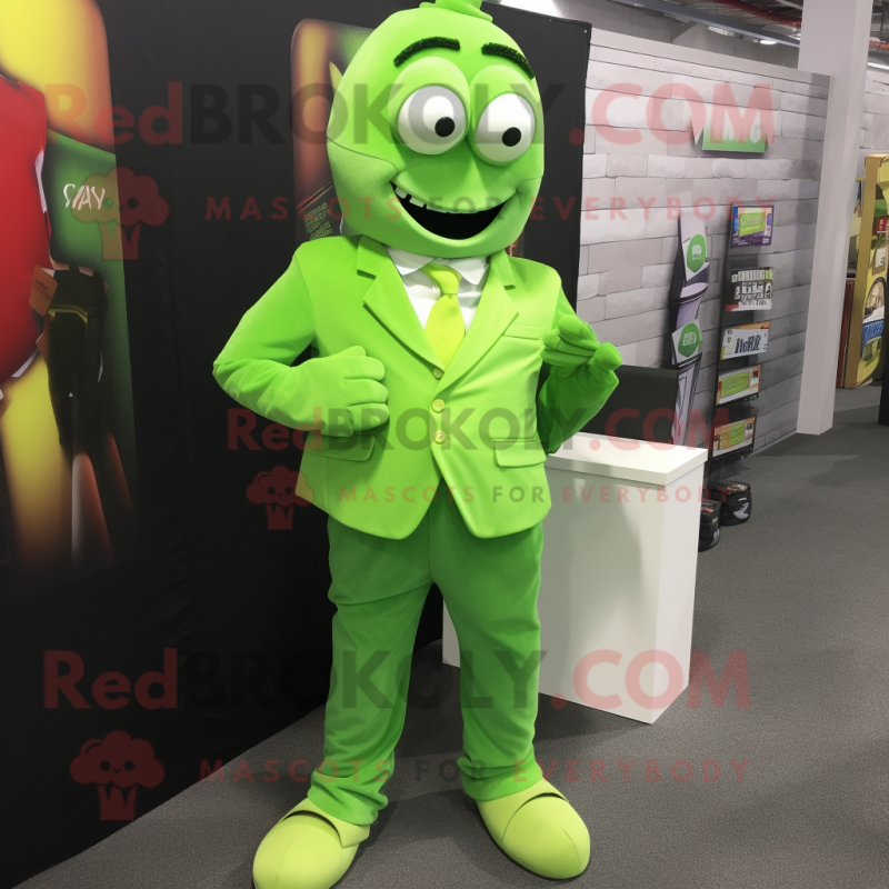 Lime Green Attorney mascot costume character dressed with a Dress Shirt and Ties