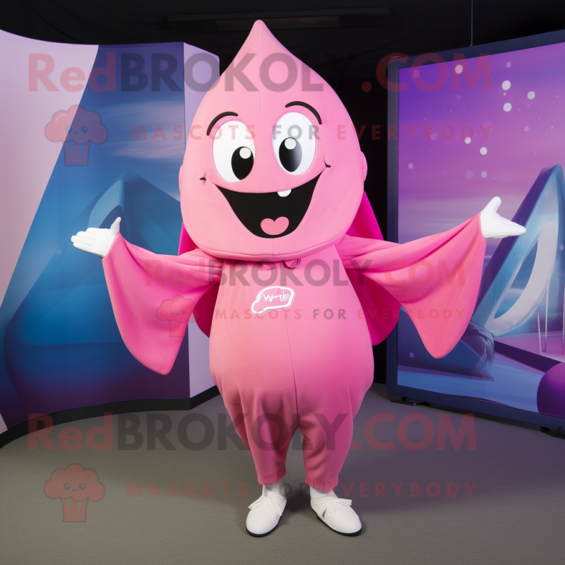 Pink Stingray mascot costume character dressed with a Playsuit and Beanies