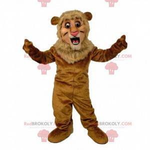 Mascotte de lion marron en peluche, costume de félin -