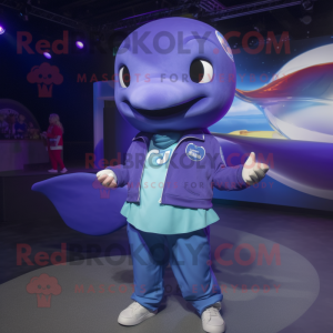 Purple Blue Whale maskot...