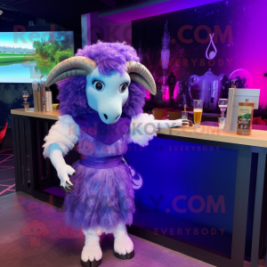 Purple Ram maskot kostym...