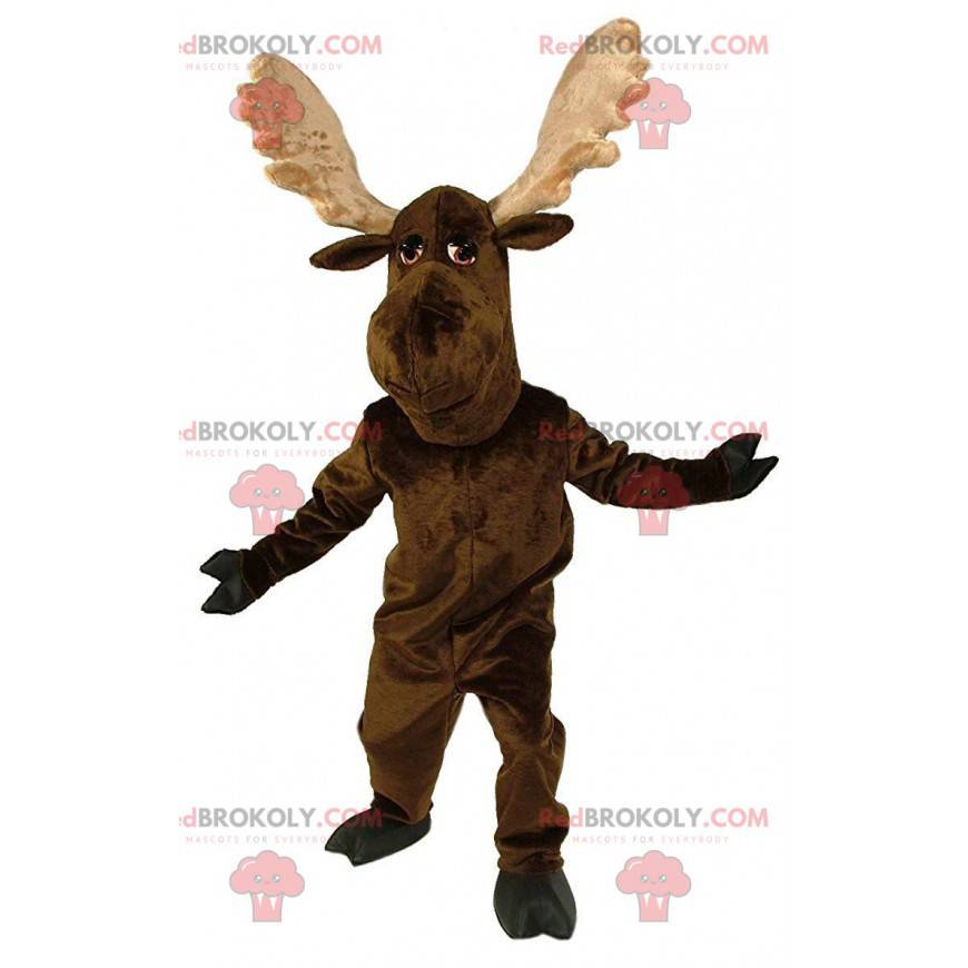 Mascote caribu, rena grande, fantasia de alce marrom - Mascote caribu, rena grande, fantasia de alce marrom -
