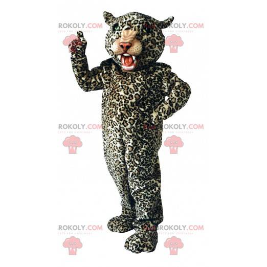 Fierce leopard mascot, plush feline costume - Redbrokoly.com