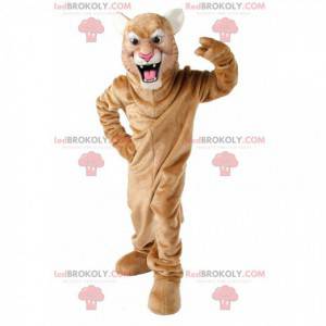 Mascotte de cougar beige, déguisement de puma, de tigre -