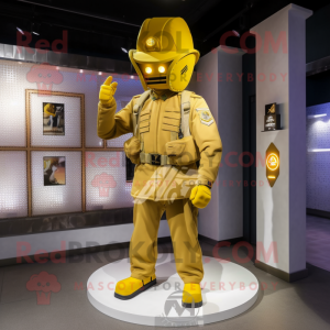 Gold Army Soldier mascotte...