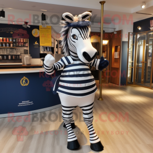 Marinblå Zebra maskotdräkt...