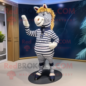 Marinblå Zebra maskotdräkt...