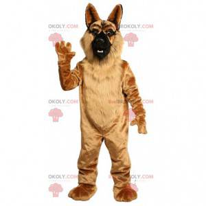 Mascote pastor alemão marrom, fantasia de cachorro peludo -
