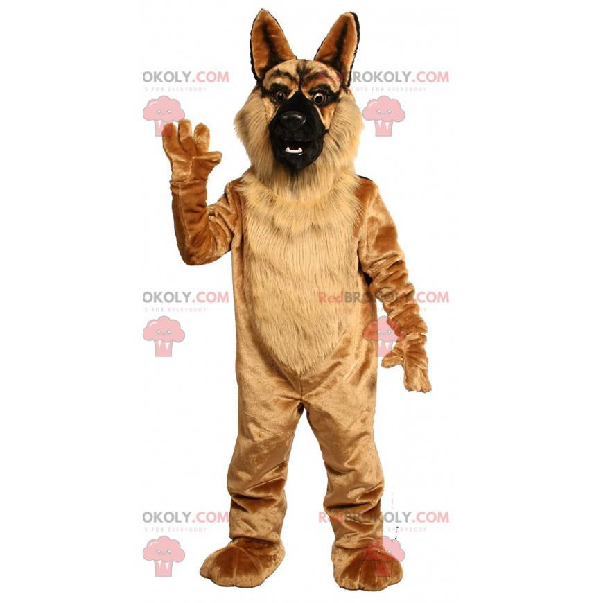 Mascote pastor alemão marrom, fantasia de cachorro peludo -