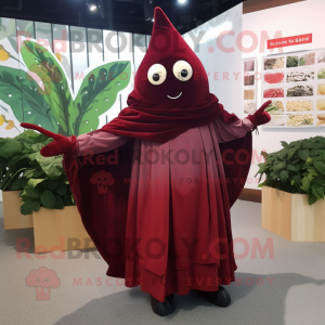 Maroon Beet mascot costume character dressed with a Maxi Skirt and Shawls