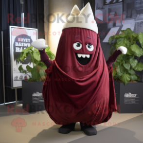 Maroon Beet mascot costume character dressed with a Maxi Skirt and Shawls